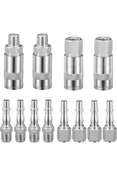 X SPRING Air Line Connectors, 12 PCS High Pressure Pipe Fittings Kit, 1/4" BS...