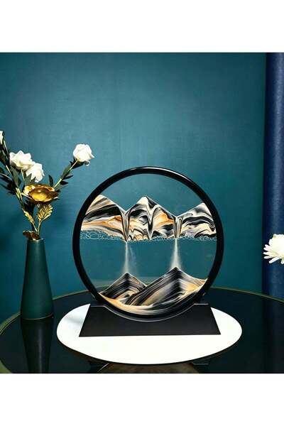 Generic Moving Sand Art Picture Sandscapes in Motion Round Glass 3D Deep Sea ...
