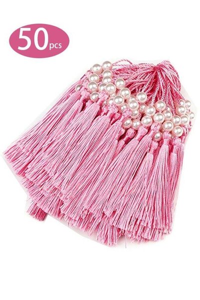 Generic 50 pink silk tassel cords with pearls for home décor, curtains, jewel...