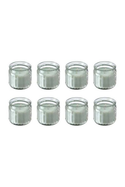 Generic 8-Piece Scented Glass Candle Set – Apple, Light Green, 12-Hour Burn