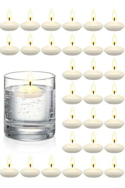 Generic 30 Pcs 1.5'' Unscented Floating Candles for Centerpieces Floating War...