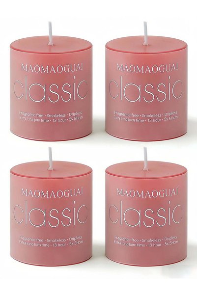 Generic 4 Pack Red Rose Scented Candles, Smokeless Dripless Pillar Candles, 1...