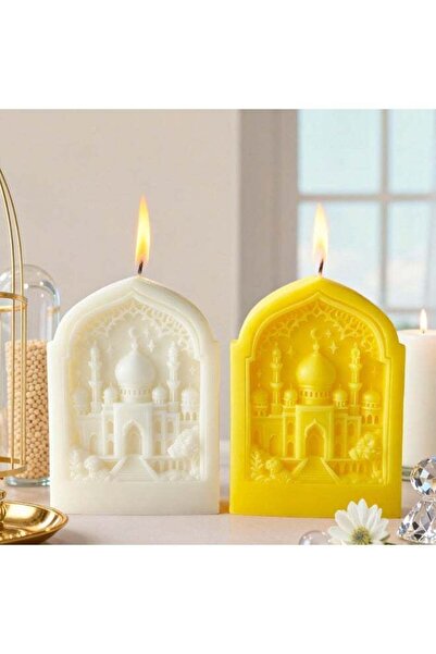 Generic 2PCS Ramadan Crescent Moon Mosque Scented Candle Set – Eid Mubarak Ho...