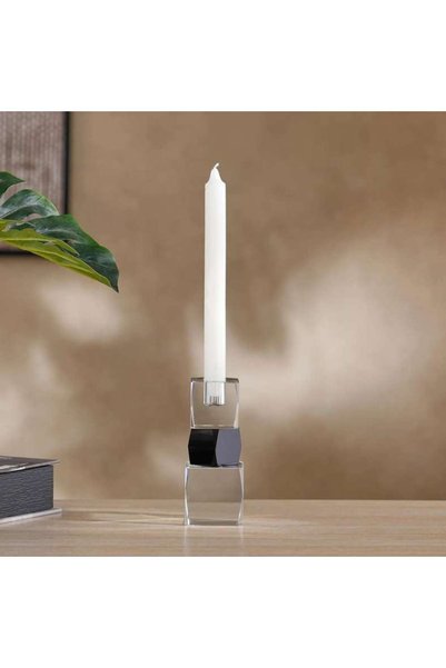 Generic Darwen Crystal Glass Taper Candle Holder 6x6x14.5cm - Clear - 112TAH9...