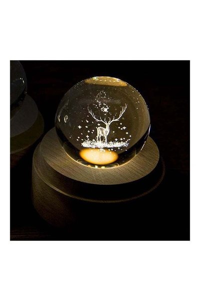 Generic 3D Word Engraving Deer Crystal Ball White/Clear 28x2x20cm