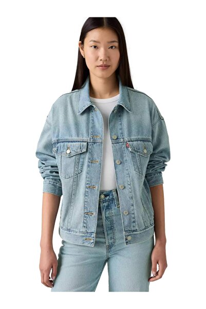 Levi's Γυναικείο τζιν μπουφάν ντένιμ, στυλ 90s, τύπου trucker, με φθαρμένη όψη