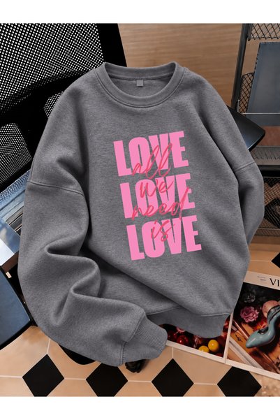 LORVEX Crew Neck Sweatshirt for Girls, Printed 3-Yarn Threaded Winter Sweatshirt