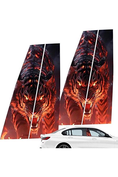 Generic Exterior Door Window Pillar Posts Waterproof Black Wolf Flames