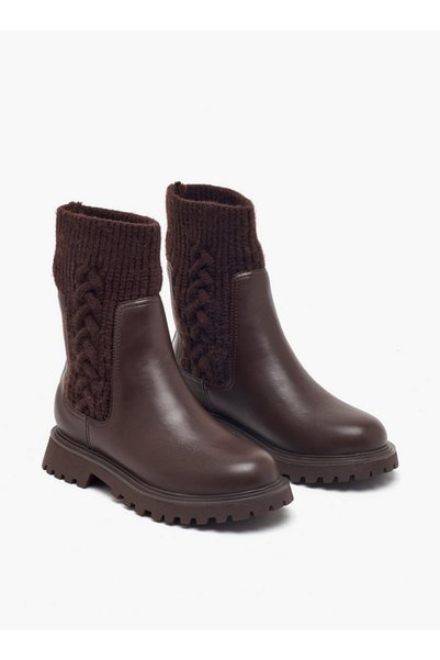 Little Missy Girls Cable Knit High Cut Boots