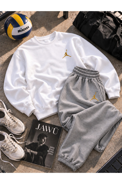 JAWÜ FASHION BASKET Τυπωμένο Βαμβακερό Oversize Σετ Φόρμας Premium