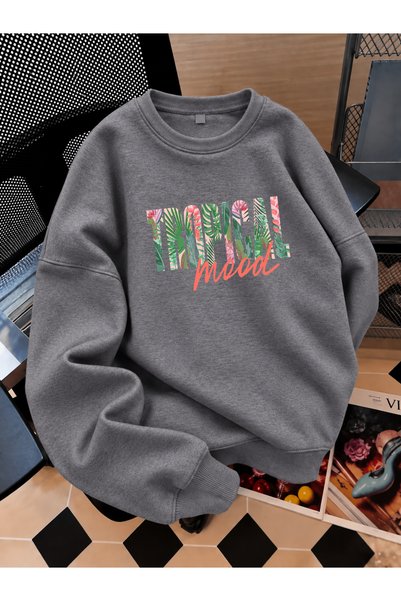 LORVEX Crew Neck Sweatshirt Unisex Children's Printed 3 Thread Threaded Winte...