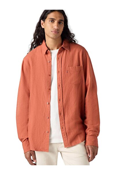 Levi's Ανδρικό λινό πουκάμισο ηλιοβασίλεμα, με μία τσέπη, κανονική εφαρμογή