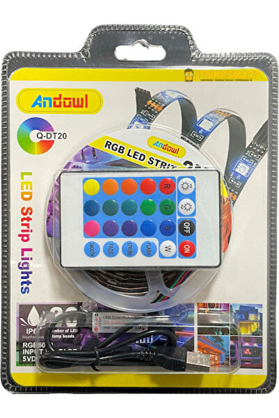 Andowl Αδιάβροχη Ταινία LED USB 5V Φως RGB 2μ Τύπου SMD5050 με Τροφοδοτικό & ...