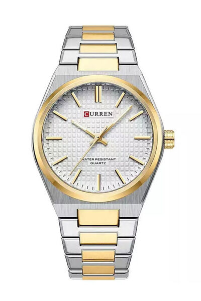 Curren Ανδρικό Ρολόι 40mm με Μπαταρία και Ατσάλινο Μπρασελέ Ασημί/Χρυσό