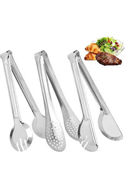 TERRIFI Set of 3 Stainless Steel Salad Tongs, 304 food - Stainless Steel Kitc...