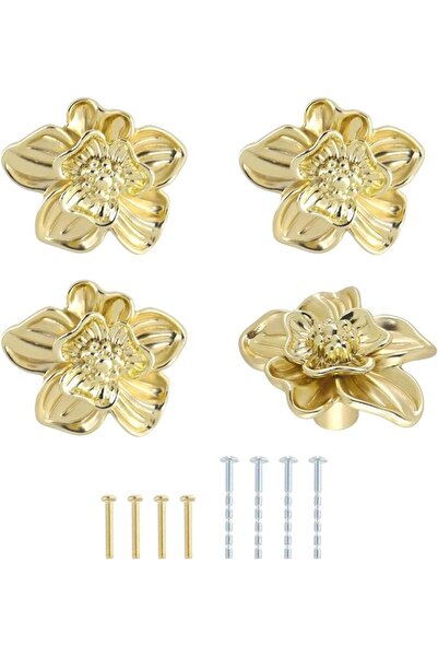 GENERAL Bitray Vintage Drawer Knobs Antique Brass Flower Shaped Cabinet Hardware