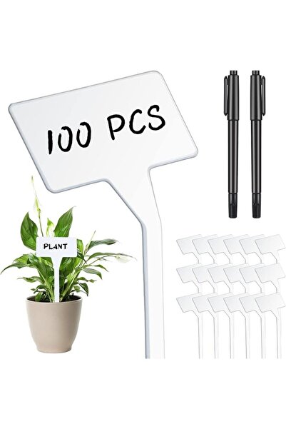 Yinkin 100 قطعة من ملصقات النباتات البلاستيكية للاستخدام الخارجي، علامات نبات...
