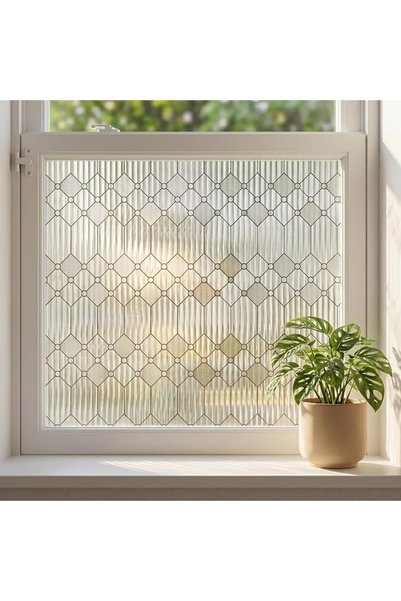 GENERAL Windimiley Window Privacy Film 3D Reeded Glass Static Cling, 23.6" x ...