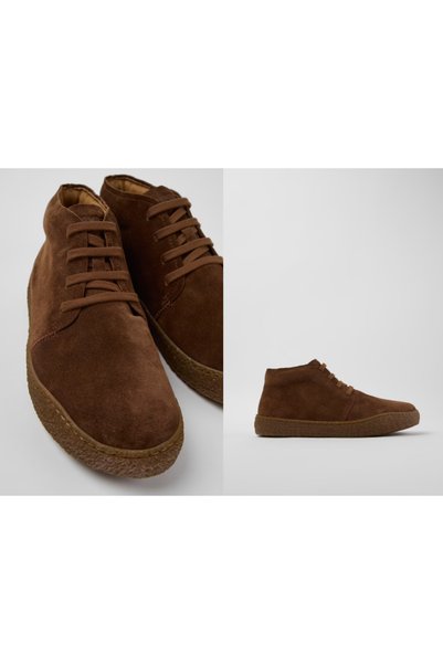 CAMPER Peu Terreno Brown Suede Ankle Boots for Men.