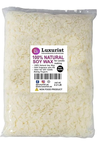 LUXURIST Natural Soy Wax Candle making - 1 Kg - 2.2 pound (2 KG) with 5 Cotto...