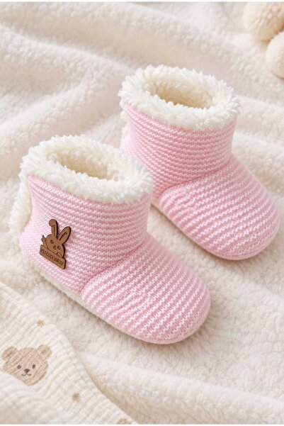 Tenra Bebek Triko Panduf Kaydırmaz Yumuşak Tabanlı Peluş Astarlı Sıcak İlk Ad...