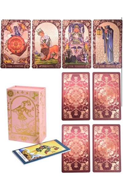 Gold Foil Gül Serisi Tarot Destesi /Yaldızlı, Su Geçirmez, PVC Kartlart, Özel Mıknatıslı Kutu +kitapçık