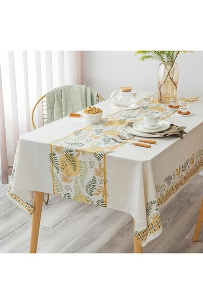 GloryFy Linen Textile Table Cloth 55X84 Geometric Pattern Rectangular Printed...