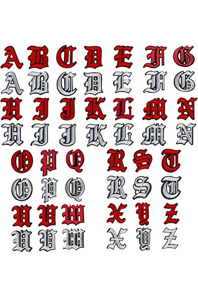 GENERAL 52 Pcs Gothic Old English Iron on Letter Patches A-Z 2" Embroidered S...