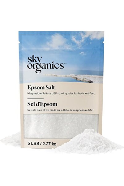 sky organics ملح إبسوم للاستحمام، 5 أرطال - كبريتات المغنيسيوم USP - نقي 100%...