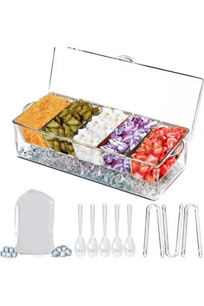 THE WHITE SHOP 1 SET of Condiment Server, Tray, ice Party Serving bar, Chille...