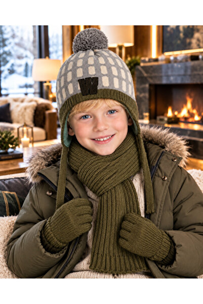 OKAVANGO Lux 4-8 Years Old Children's 3-Piece Winter Set: Pompom Beanie, Scar...