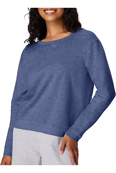 HANES Women's Ecosmart V-Notch Crewneck Sweatshirt, Fleece Pullover Sweatshir...