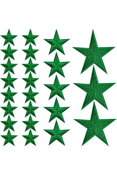 GENERAL PAGOW 24 Pcs Green Star Iron on Patch, Sew on Star Embroidered Patche...