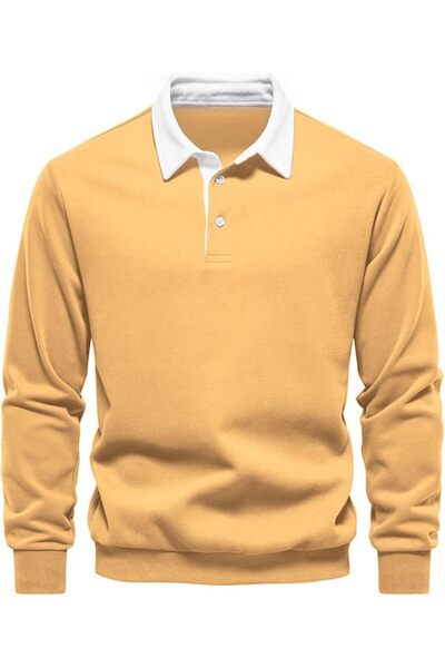 GENERAL MakingDa Mens Polo Neck Sweatshirts Long Sleeve Casual Pullover Sweat...