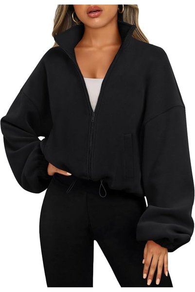 AUTOMET Womens Fleece Jackets Zip Up Oversized Sweatshirts Winter Clothes Lon...