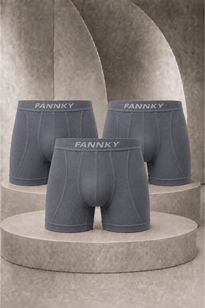 Şeker Portakalım Men's Casual Comfort Daily 3-Piece Gray Boxer