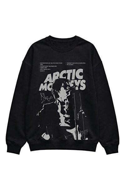 Fuddy Moda Hanorac unisex supradimensionat, cu imprimeu Arctic Monkeys, fără ...