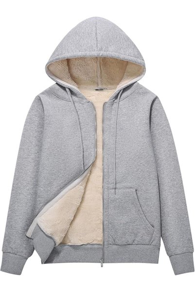 Flygo Women Winter Hoodies Zip Up Fleece Sherpa Lined Warm Sweatshirts Jacket