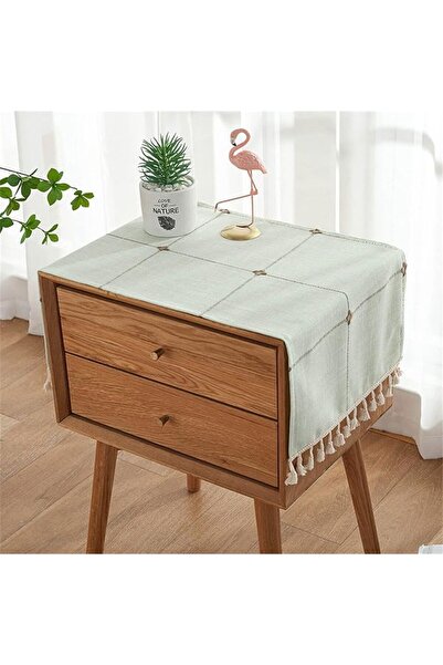 GENERAL Utobanh Bedside Table Cloth with Tassel Small Table Cover for Nightst...