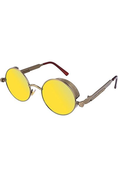 FEISEDY Anti-Scratch Round Sunglasses for Women Men Circle Steampunk Sunglass...