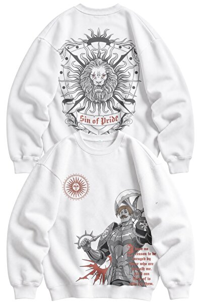 Fuddy Moda Unisex Oversize Φούτερ Anime χωρίς κουκούλα με στάμπα στην πλάτη T...