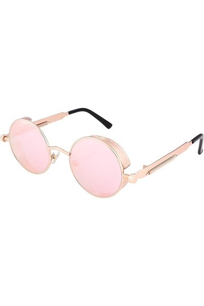 FEISEDY Anti-Scratch Round Sunglasses for Women Men Circle Steampunk Sunglass...