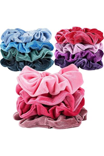 GENERAL Ladies 12 Pieces Velvet Scrunchies Soft Elastic Hair Scrunchies for S...