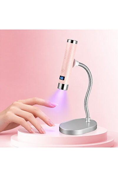 SNRQI G1 Sensörlü Mini Ai Uv Led Lamba Manyetik Standlı Manikür Tırnak Kurutucu Pembe 5w