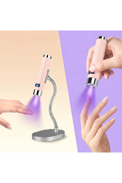 SNRQI G1 Sensörlü Mini Ai Uv Led Lamba Manyetik Standlı Manikür Tırnak Kurutucu Pembe 5w