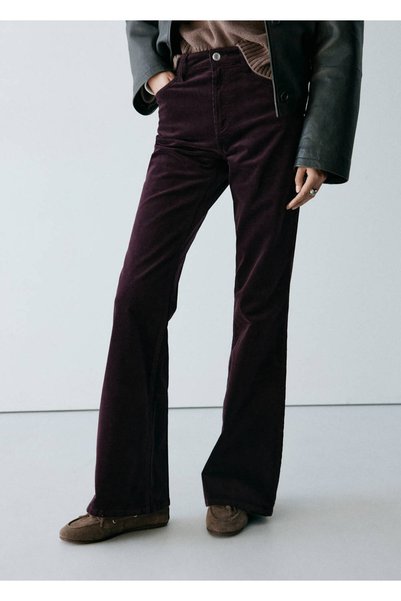 MANGO Woman Fitilli kadife flared pantolon