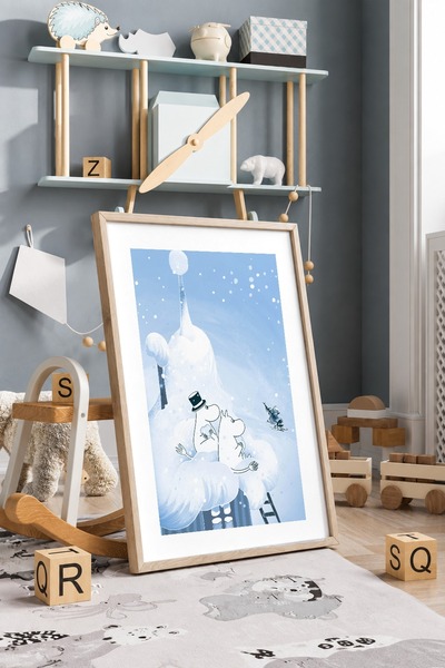 KEYFHOME Moomin pe acoperișul înzăpezit, tablou MDF înrămat, poster, decor de...