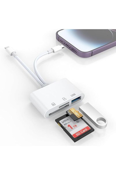 TERRIFI قارئ بطاقات SD، محول USB-C إلى بطاقة SD، محول بطاقات ذاكرة 3 في 1 من ...
