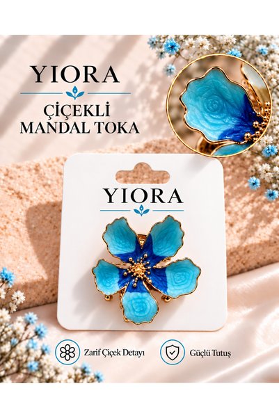 yiora İthal Seri Çiçek Model Gold Metal Gövde Mandal Saç Tokası 5 cm