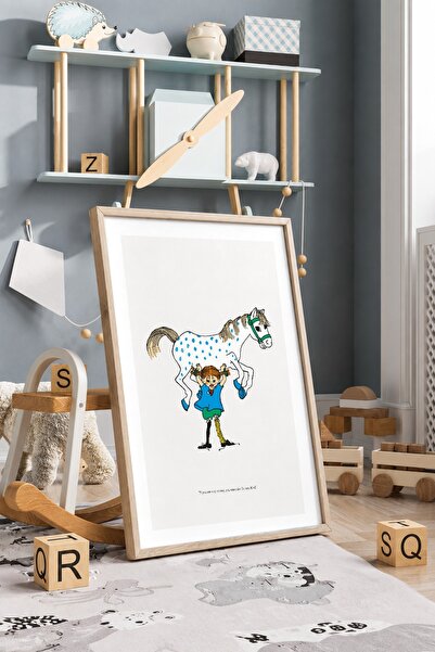 KEYFHOME Poster puternic Pippi înrămat MDF pictură decor de perete pentru cam...